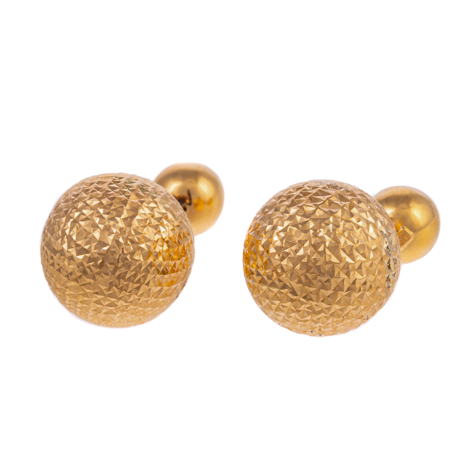 Appraisal: A PAIR OF K DOUBLE BALL EARRINGS K yellow gold