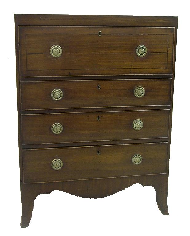 Appraisal: Regency mahogany secretaire chest of drawers the top drawer inlaid