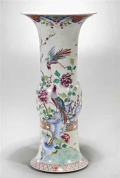 Appraisal: Chinese enameled porcelain gu form vase with bird and flower