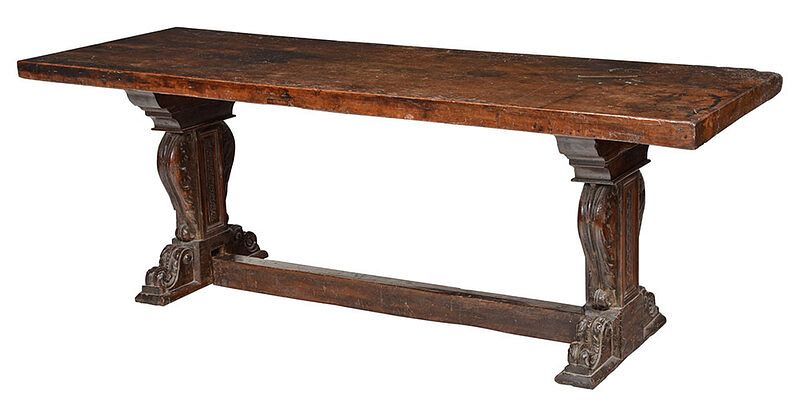 Appraisal: Italian Baroque Carved Walnut Library Table Probably th th century