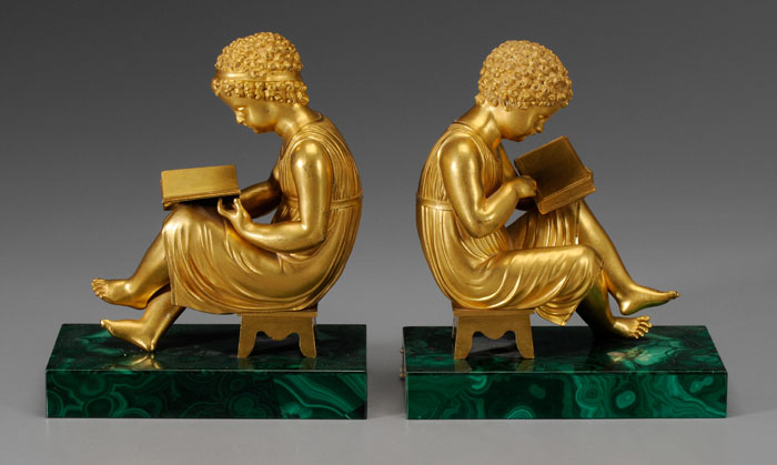 Appraisal: Pair Gilt Bronze Bookends th century two youths in classical