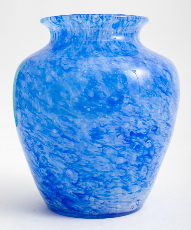 Appraisal: CARDER STEUBEN BLUE CLUTHRA GLASS VASE Frederick Carder English -