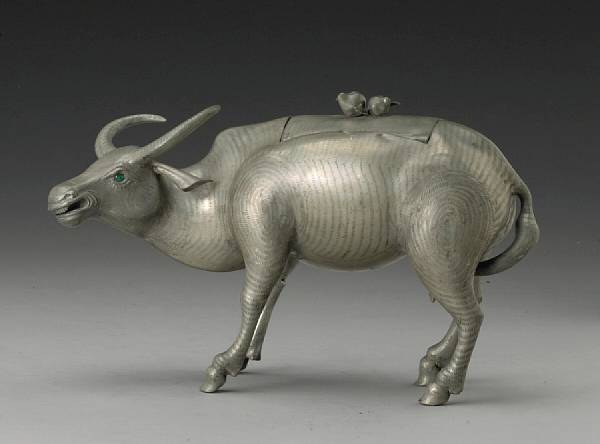 Appraisal: A pewter censer in the form of an ox The