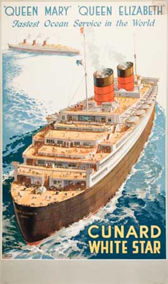 Appraisal: CUNARD LINE Queen Elizabeth Queen Mary Queen Elizabeth Fastest Ocean