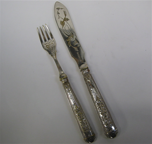 Appraisal: ENGLISH VICTORIAN PIECE FISH AND CHEESE SET the flatware set