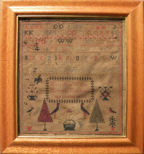 Appraisal: Montreal silk on linen sampler dated wrought by Mary Ann