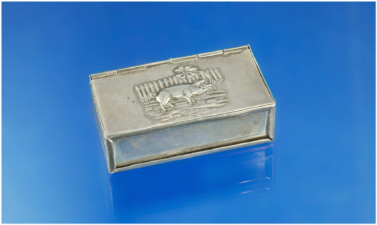 Appraisal: Double Silver Stamp Box The Hinged Embossed Lid Showing A