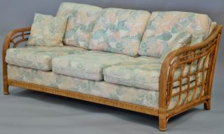 Appraisal: Four piece lot to include a pair of rattan sofas