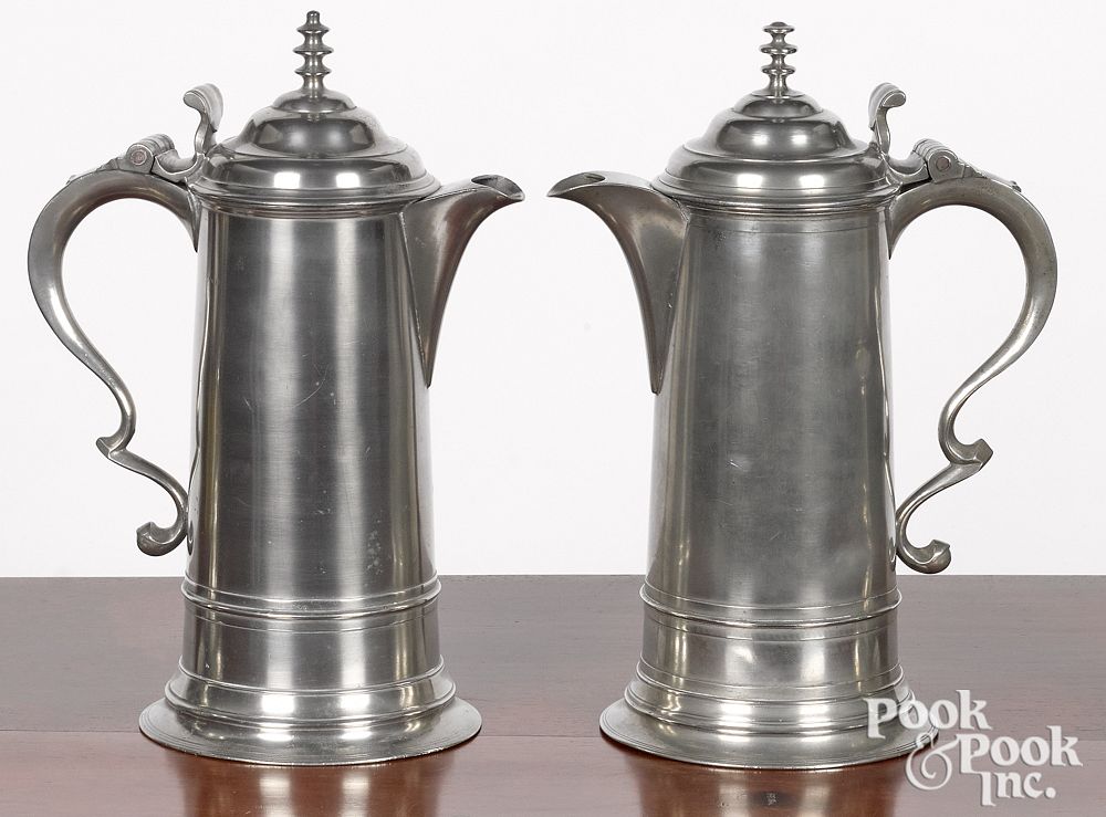 Appraisal: Pair of New York pewter flagons th c Pair of