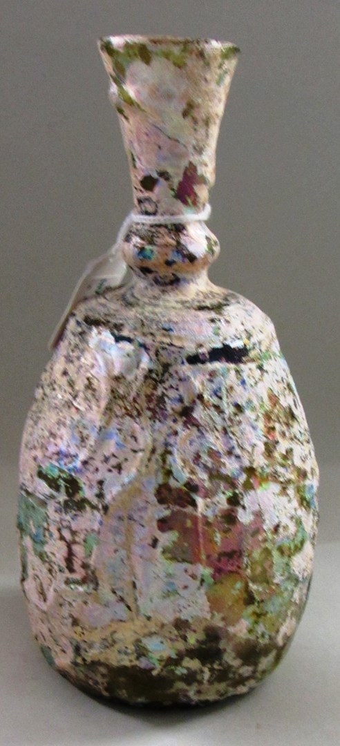 Appraisal: A clear glass flask Iran th- th century mould-blown with