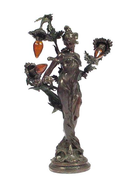 Appraisal: A French spelter figural lamp height in