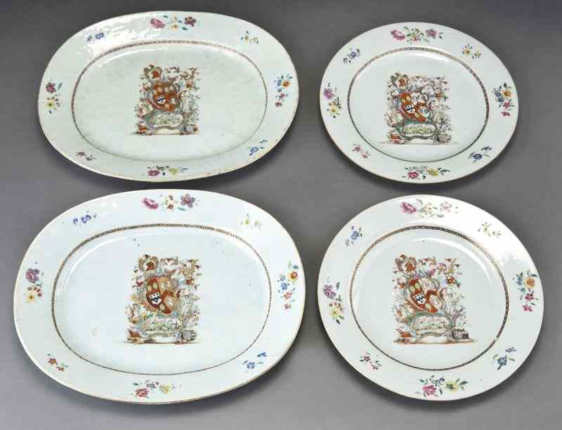 Appraisal: Chinese Qianlong export Armorial dishes platters ''H x ''W plates