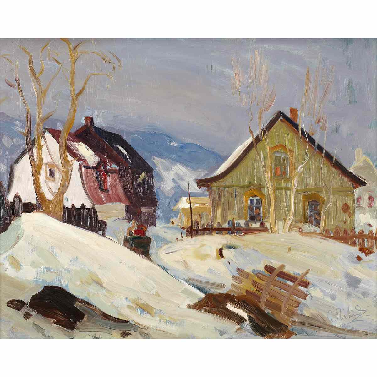 Appraisal: RENE RICHARD RUE DU VILLAGE BAIE ST PAUL Medium oil