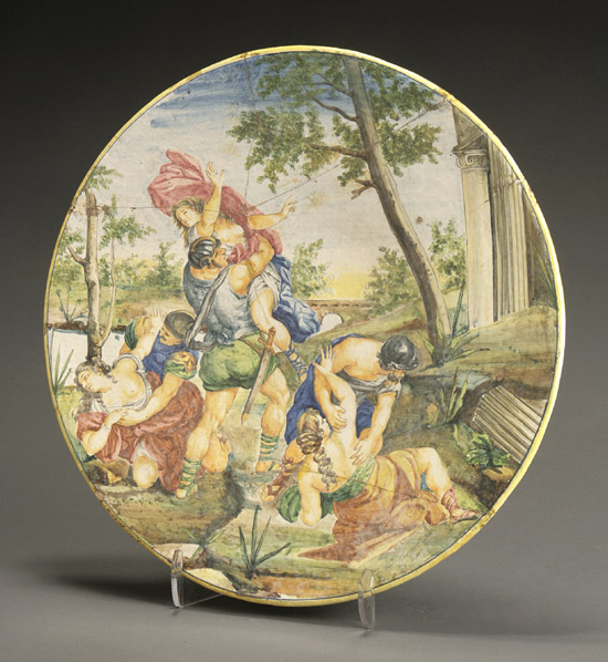 Appraisal: Italian Majolica Mythological Charger th- th Century Depicting the Rape