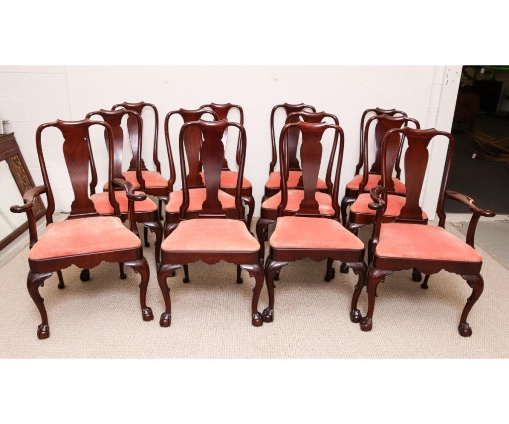 Appraisal: Fine set of twelve Chippendale style mahogany dining chairs Winterthur