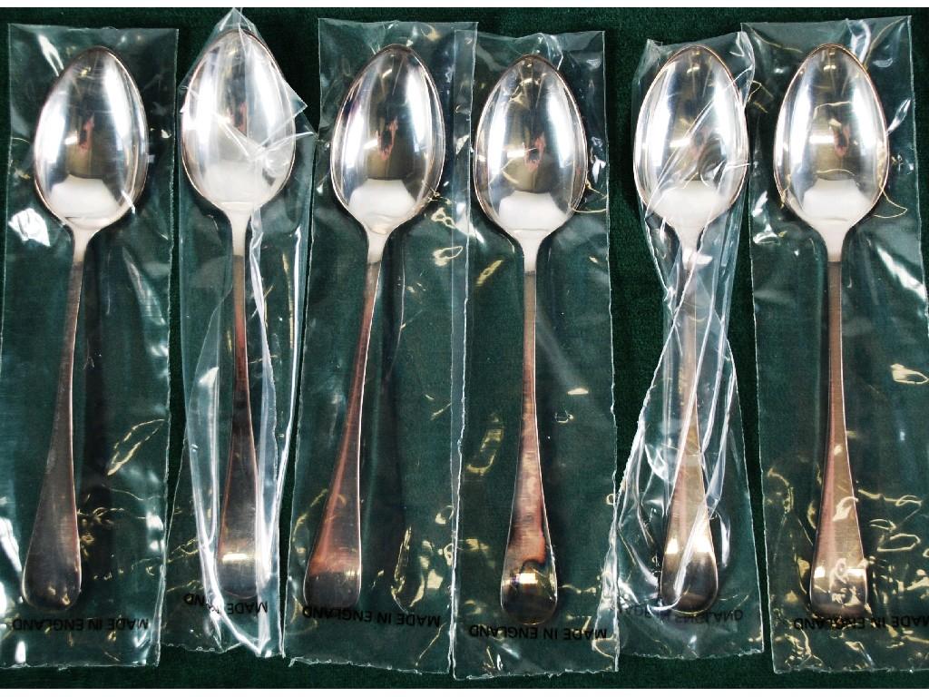 Appraisal: SET OF SIX SILVER TEASPOONS the back bowls embossed with