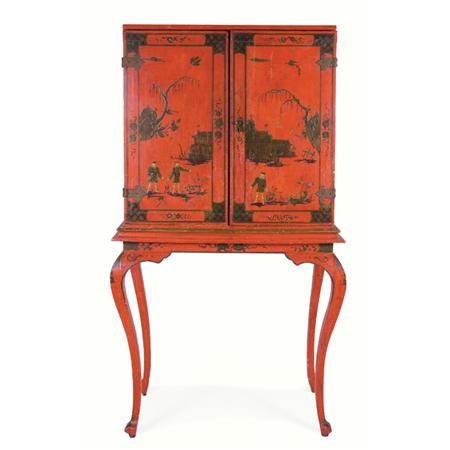 Appraisal: Queen Anne Style Chinoiserie Decorated Cabinet on Stand Estimate -