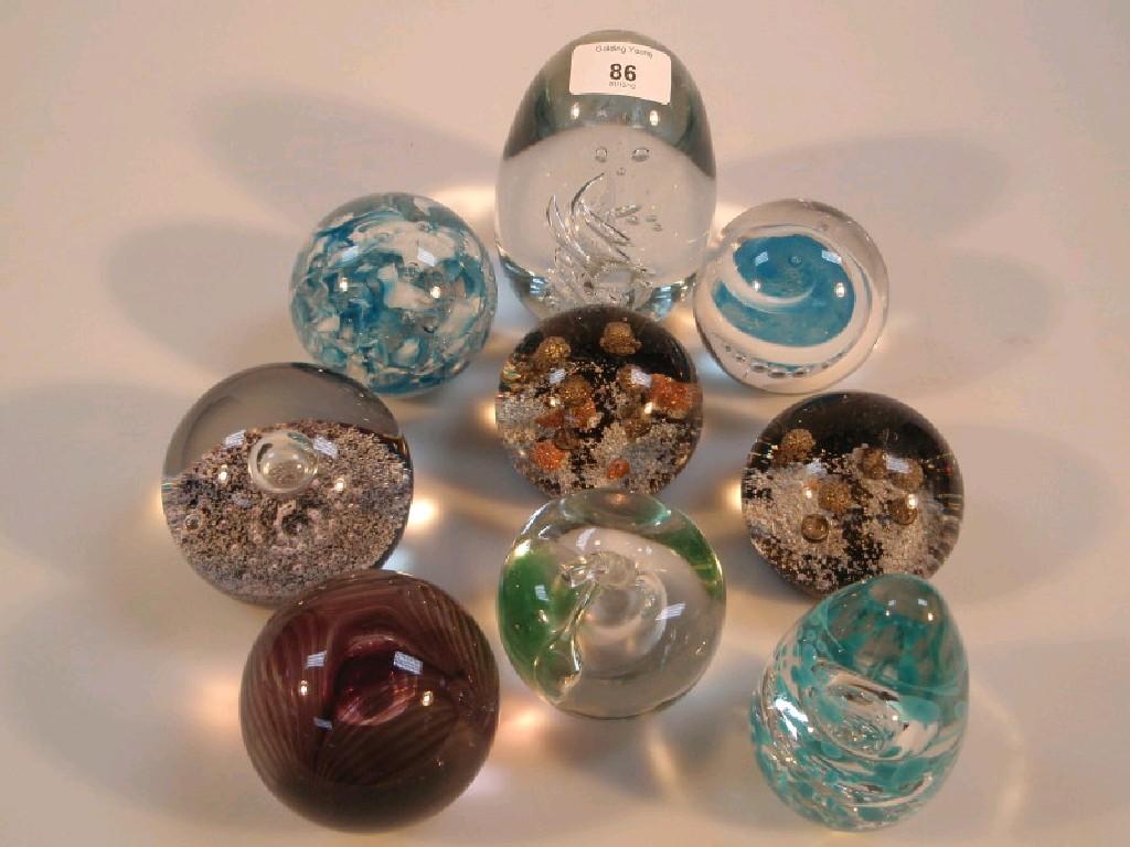 Appraisal: A collection of nine modern glass paperweights