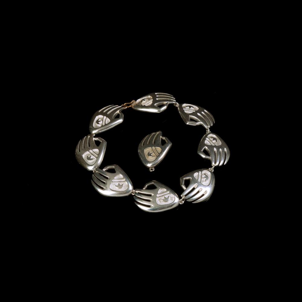 Appraisal: CHARLES LOLOMA PIERRE TOURAINE SILVER BADGER PAW JEWELRY PAIR SMALL