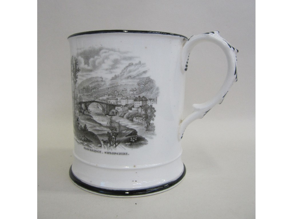 Appraisal: Coalport black transfer printed mug decorated with scenes of Ironbridge