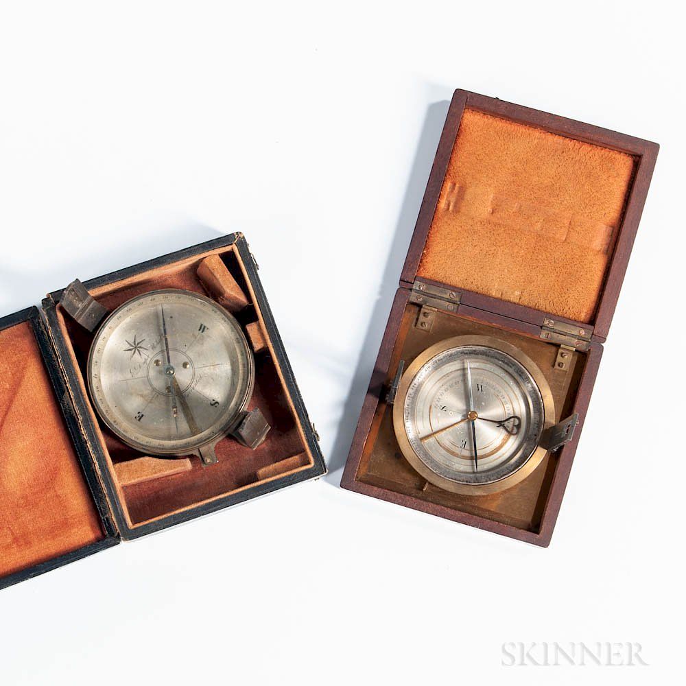 Appraisal: Two Edmund Draper Surveyor's Pocket Compasses Two Edmund Draper Surveyor's