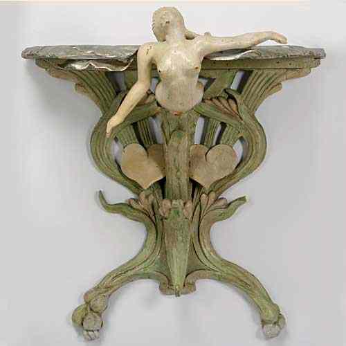 Appraisal: An Italian Art Nouveau Painted Fantasy Wall Console Table circa