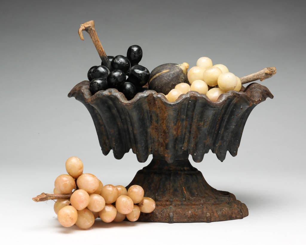 Appraisal: VICTORIAN CAST IRON COMPOTE WITH STONE FRUIT Late th-early th