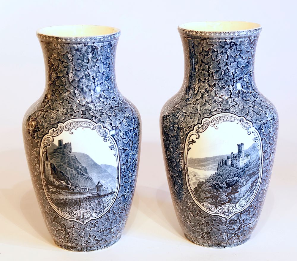 Appraisal: Pair of Heim Blue and White Porcelain Vases Exclusive on