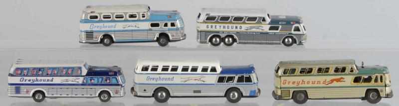 Appraisal: Lot of Tin Litho Greyhound Bus Toys Description Japanese Working