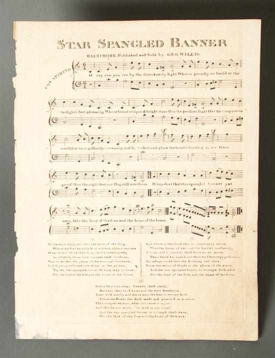 Appraisal: Patriotic sheet music F S Key ''Star-Spangled Banner'' Baltimore G