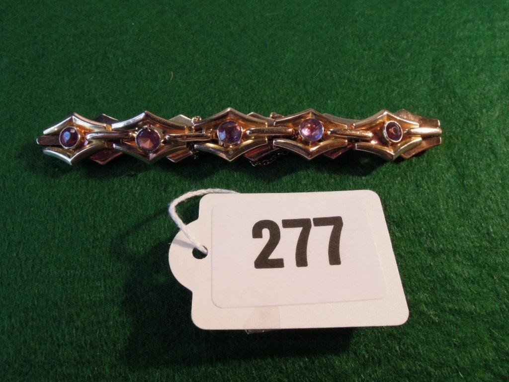 Appraisal: An amethyst flexible link bracelet each open work fancy link