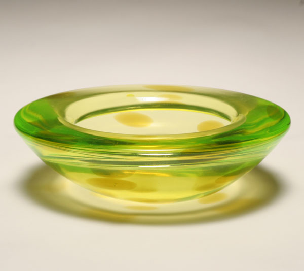 Appraisal: Cenedese Murano yellow green art glass bowl H x Diam