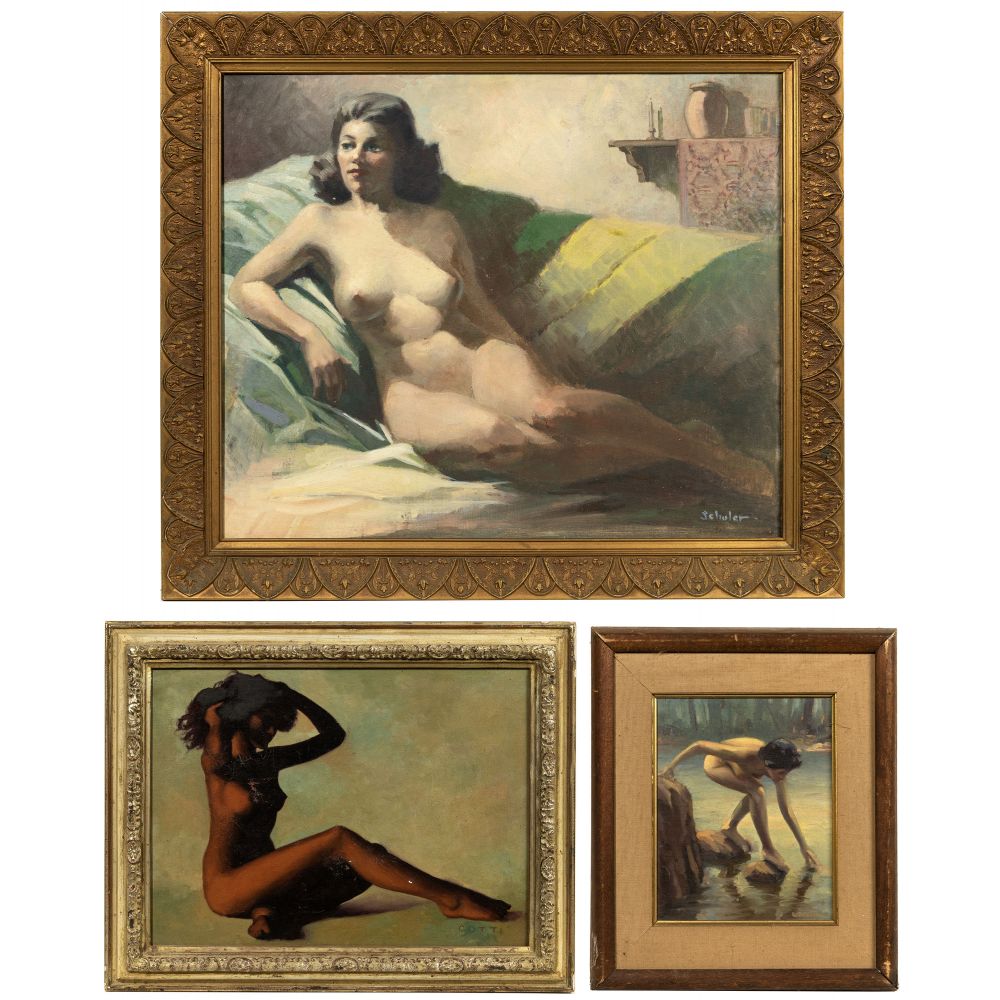 Appraisal: FRAMED ARTWORK ASSORTMENT items including a Howard Schuler American -