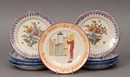 Appraisal: Set of Eight Portuguese Polychrome Faience Plates Modern Together with