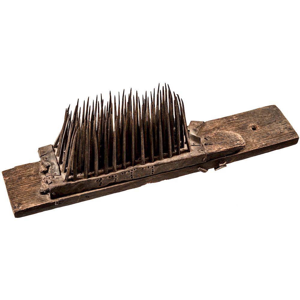 Appraisal: Dated Revolutionary War Flax Hetchel Comb used to Spin Flax