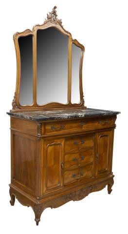 Appraisal: Louis XV style walnut commode and mirror th c triple