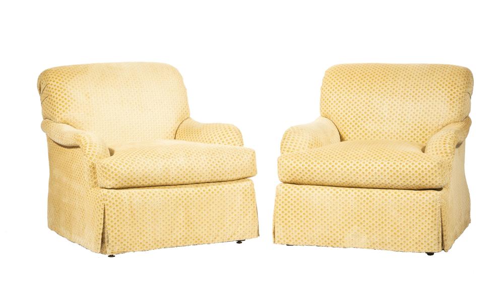 Appraisal: Pair of Contemporary Bergamo Cut-Velvet Upholstered Club Chairs labeled R