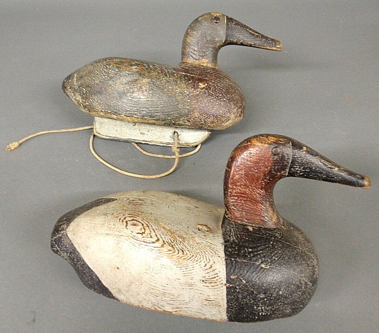 Appraisal: - Pair of Ducharme canvasback duck decoys c Manitoba Canada