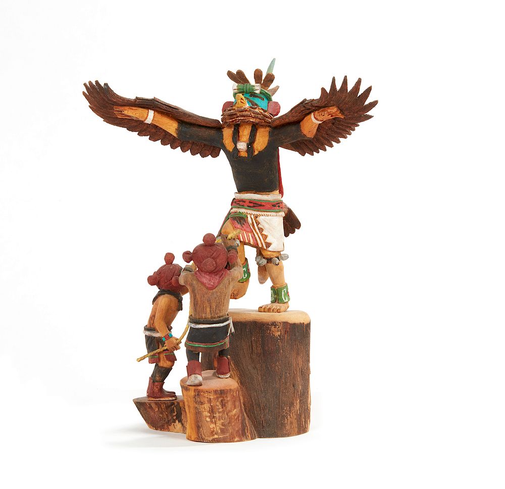 Appraisal: Eagle with Mud Heads Hopi Kachinas Kwahu and Koyemsi Henry