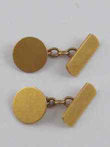 Appraisal: A pair of hallmarked ct gold cufflinks approx grams