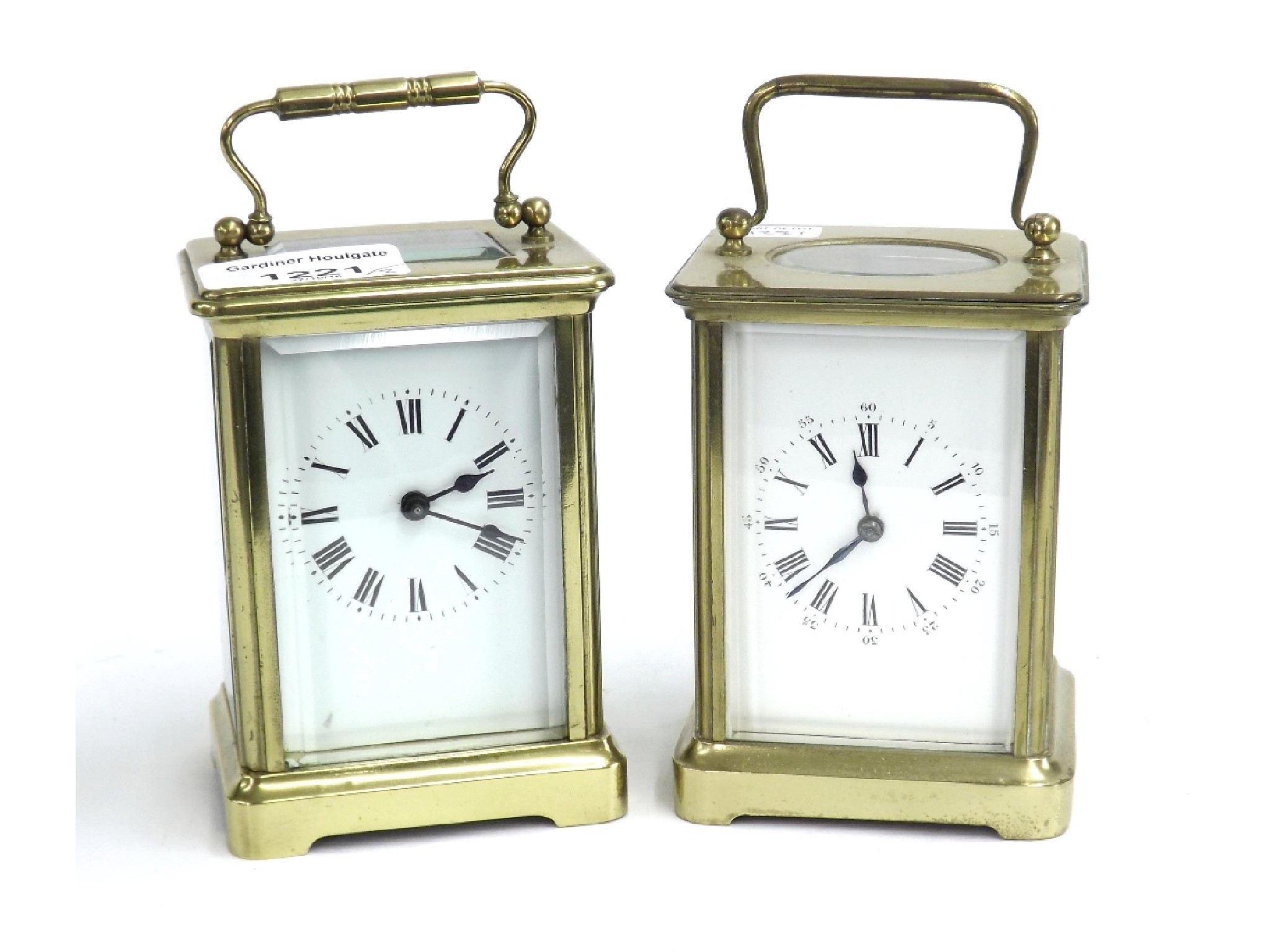 Appraisal: Two carriage clock timepieces in corniche brass cases both high