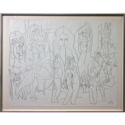 Appraisal: DAVID NEWMAN TH CENTURY LADIES PENCIL DRAWING SIGNED AND DATED