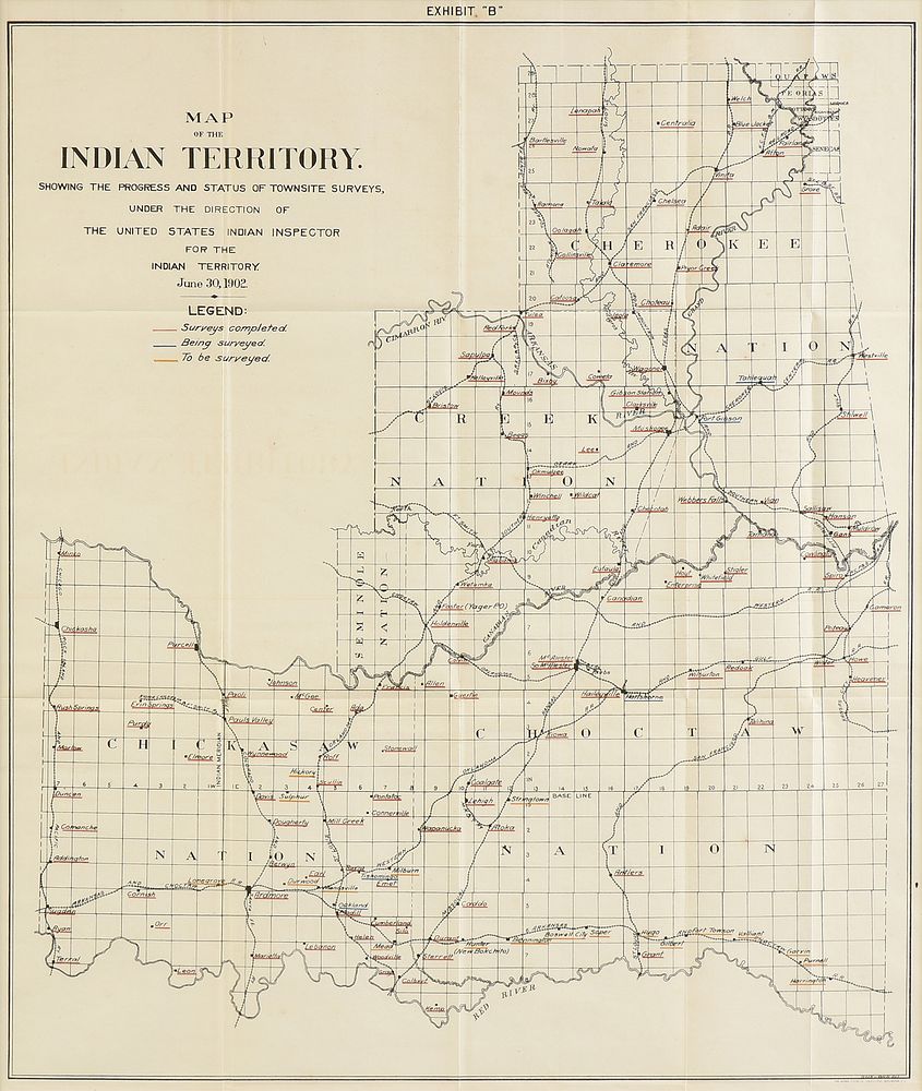 Appraisal: AN ANTIQUE SURVEY MAP Map of the Indian Territory Exhibit