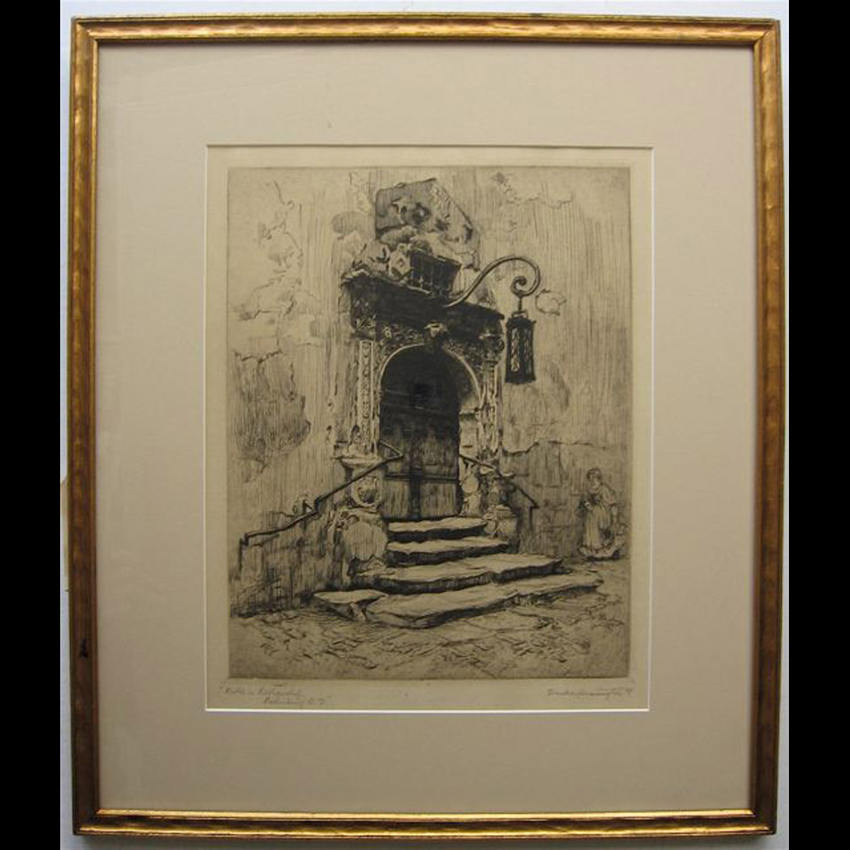 Appraisal: PORTAL IN RATHAUSHOF ROTHENBURG FRANK MILTON ARMINGTON - CANADIAN ETCHING