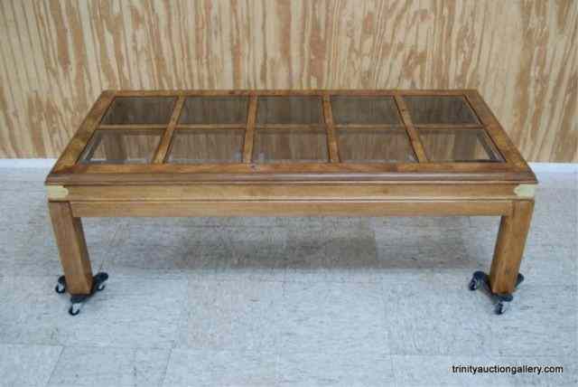 Appraisal: Burl Walnut Beveled Glass Top Coffee TableVery nice 's to