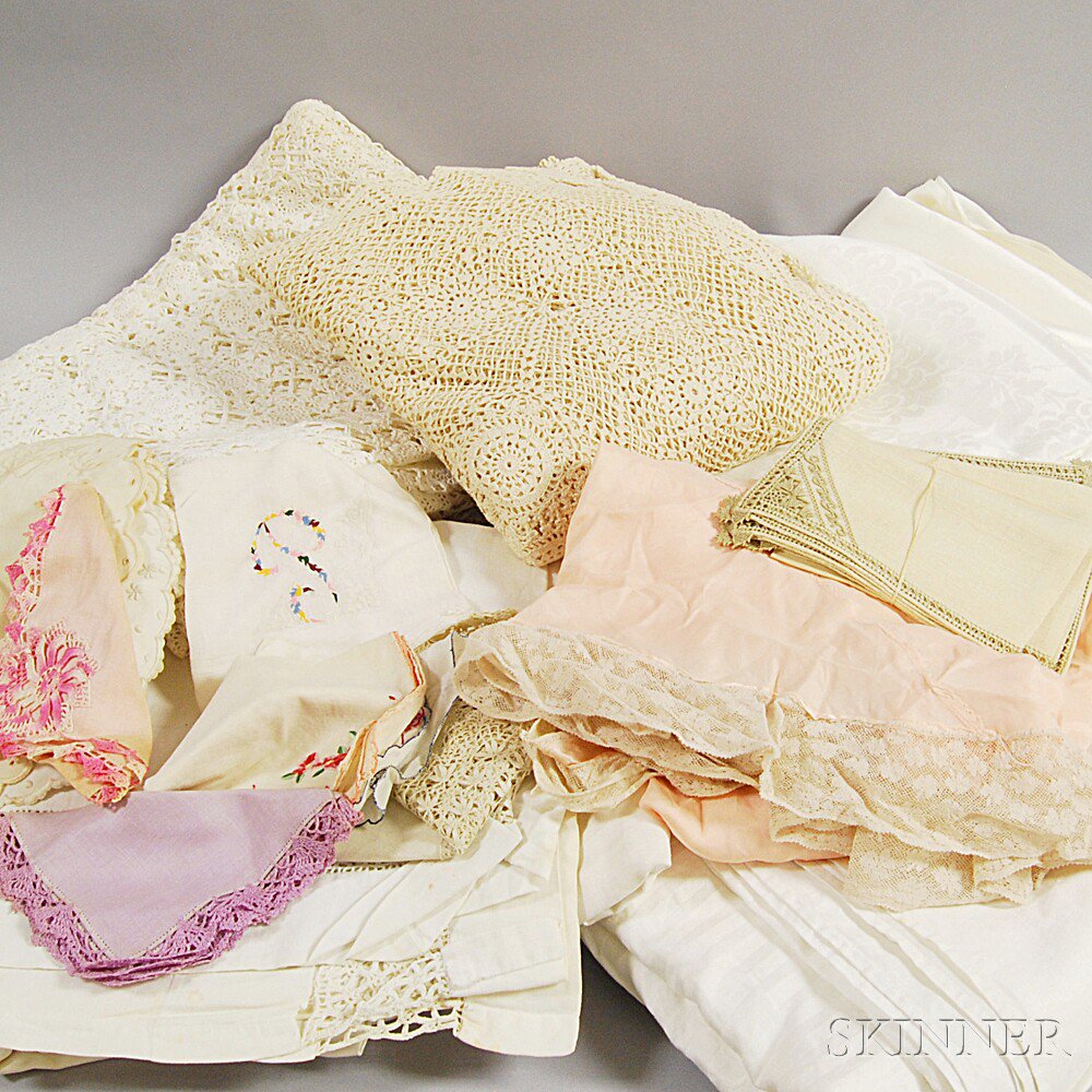 Appraisal: Group of Table Linens including lace and embroidered tablecloths linen