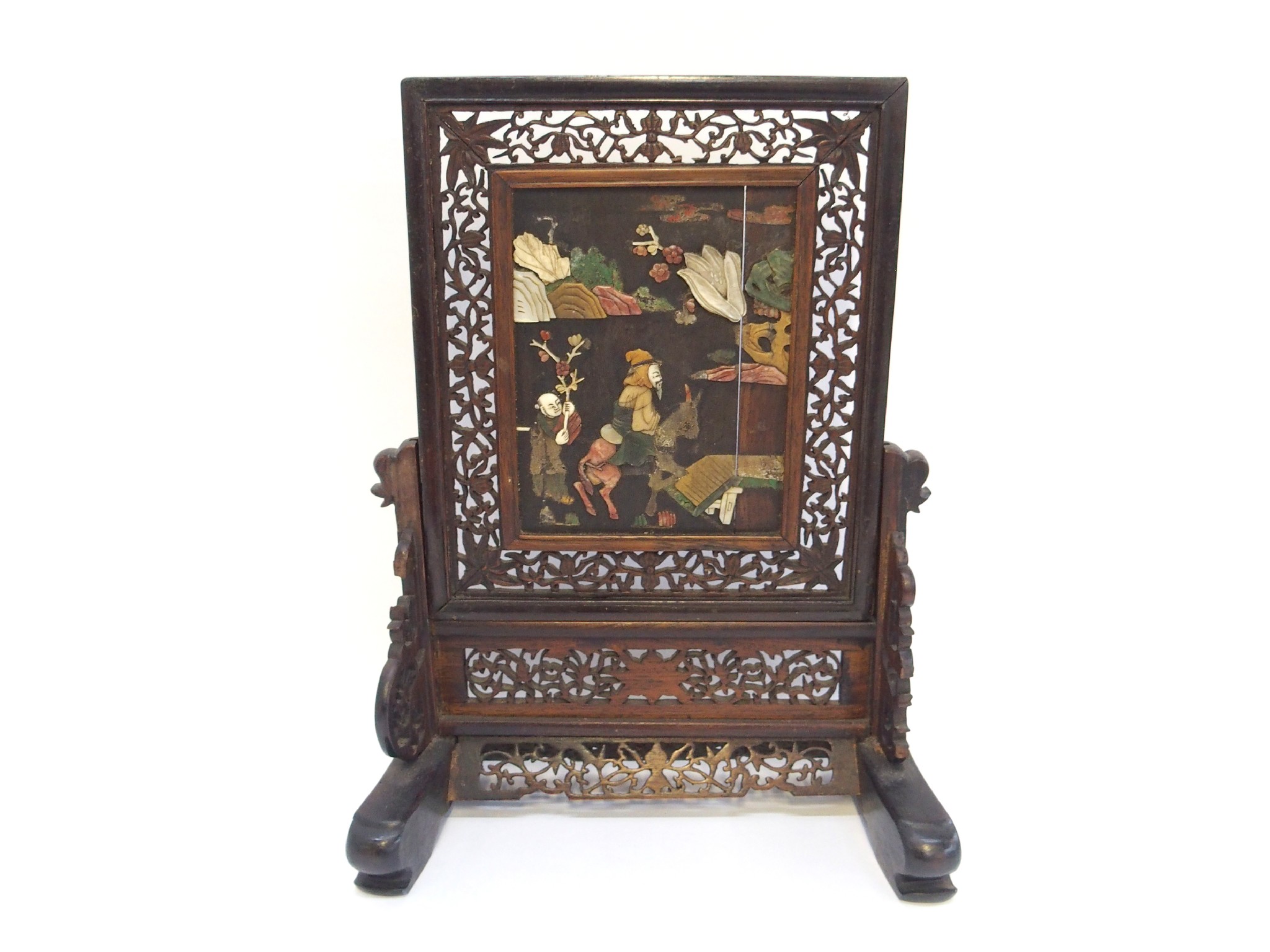 Appraisal: Chinese table screen with applied decoration