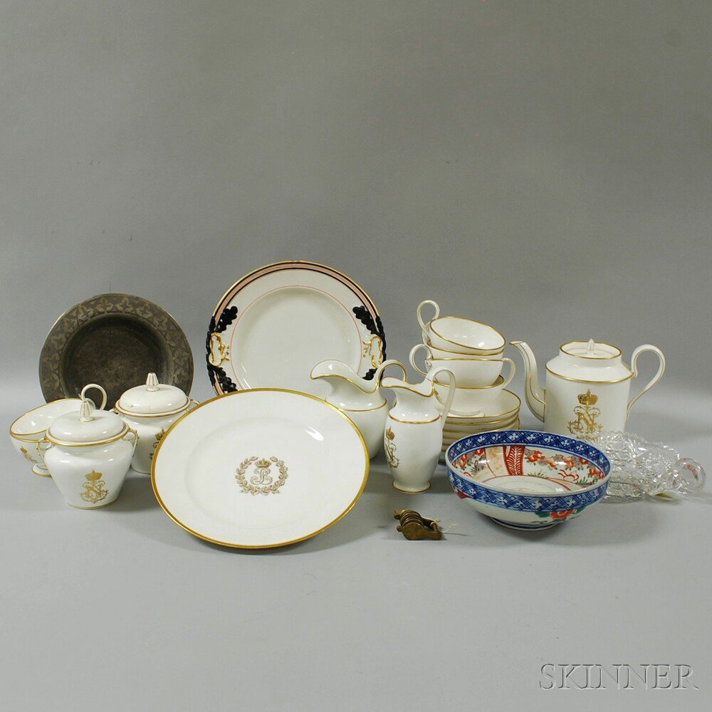 Appraisal: Group of Mostly Ceramic Tableware an eighteen-piece Sevres porcelain tea