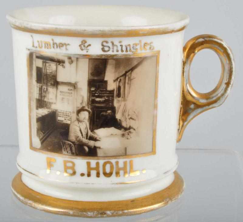 Appraisal: Photographic Image of Lumber Co Shaving Mug Description Marked F