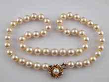 Appraisal: A cultured pearl necklace the pearls approx mm diameter with